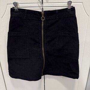 Altar'd State Black Corduroy Mini Zip Up Skirt